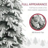 HOMCOM 7ft Pencil Flocked Artificial Christmas Tree with 800 Branch Tips, Auto Open and Steel Base, Green(m-5)
