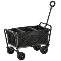 Outsunny Collapsible Wagon with Adjustable Handle, Heavy Duty Folding Garden Carts with All-Terrain Wheels, for Beach, Sports, Shopping, Camping, Groceries(m-11)