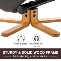 HOMCOM Leather Recliner and Ottoman Set Swivel Lounge Chair With Storage Footrest Wood Base Living Room Furniture Brown(m-7)