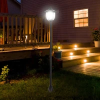 Outsunny Outdoor Solar Lamp Post Street Light, Waterproof with Auto Sensor Control, Adjustable Brightness, Beautiful Classic Lantern Style, for Pathway, Backyard, Porch, Patio(m-10)