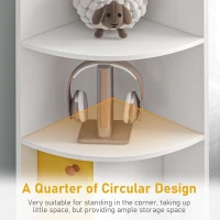 HOMCOM 5-Tier Corner Bookcase, Storage Bookshelf, Freestanding Display Shelves with Open Compartments and Cabinet for Home Office, Living Room, Study, White(m-5)