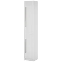 HOMCOM Freestanding Tall Bathroom Storage Cabinet with Adjustable Shelves, Bathroom Organizer, White Wood Grain(m-2)