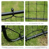 HOMCOM Volleyball Rebounder Net Football Training Aid Kickback Target Play Black(m-6)