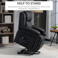 HOMCOM Lift Chair for Seniors, PU Leather Upholstered Electric Recliner Chair with Remote, Side Pockets, Quick Assembly, Black(m-4)