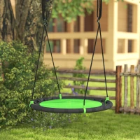 Qaba 39 inch Saucer Tree Swing Set for Kids with Adjustable Hanging Ropes for Outdoor, Backyard, Green(m-8)