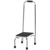 HOMCOM Step Stool with Handle for Adults and Seniors, Heavy Duty Metal Foot Step Stool for Elderly, Portable Stool with Anti-slip Design(m-11)