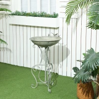 Outsunny Metal Bird Bath for Outdoors, 31" Tall Round Birdbath with Bird Statues and Decorative Stand, Freestanding Bird Feeder for Garden, Yard, Patio Decor, Bronze(m-1)