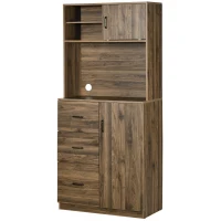 HOMCOM 70" Buffet Hutch with 3 Drawers, Kitchen Pantry with Sliding Door, Large Cabinet and Adjustable Shelves, Walnut(m-11)