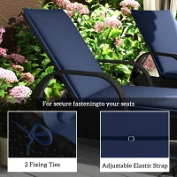 Outsunny Foldable Chaise Lounge Cushion Set of 2, Outdoor Lounge Chair Cushion Set, UPF50+ 200gsm Fabric, 76" x 23", Navy Blue(m-6)