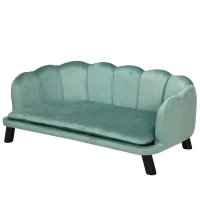 PawHut Pearl Design Pet Sofa for Medium and Large Sized Dogs, Pet Bed with Cushion and Solid Wood Legs, Green(m-1)