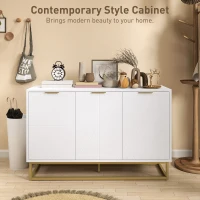 HOMCOM Sideboard Storage Cabinet with 3 Doors and Adjustable Shelves, Kitchen Buffet Cabinet for Dining Room, White(m-4)
