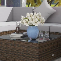 Outsunny 9 Pieces Wicker Patio Furniture Set with Cushion, Light Grey(m-10)