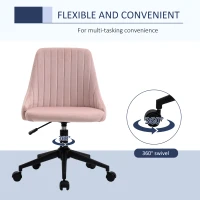 Vinsetto Mid-Back Office Chair, Velvet Fabric Swivel Scallop Shape Computer Desk Chair for Home Office or Bedroom, Pink(m-6)