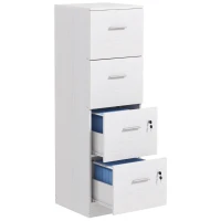 HOMCOM Vertical Filing Cabinet with Lock, 4 Drawer File Cabinet with Adjustable Hanging Bar for A4 and Letter Size, White(m-11)