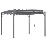 Outsunny 9.5' x 9.7' Outdoor Pergola with Retractable Roof, Aluminium Louvered Pergola Canopy Gazebo for Lawn Garden Patio, Grey(m-11)