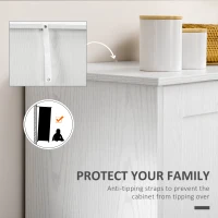 HOMCOM Kitchen Storage Cabinet, Freestanding Pantry Cabinet with 2 Doors and Adjustable Shelves, Distressed White(m-7)