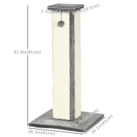 PawHut 32" Tall Cat Scratching Post for Indoor Cats and Kittens, Sisal Cat Scratcher with Hanging Ball Soft Plush, Grey(m-3)