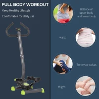 Soozier Twist Stepper Exercise Machine with Adjustable Resistance, LCD Screen - Grey & Green(m-4)