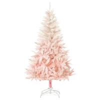 HOMCOM 6ft Artificial Christmas Tree Home Decoration Automatic Open  White and Pink(m-2)