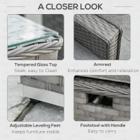 Outsunny 6 PCs Rattan Corner Sofa Set Outdoor Conservatory Furniture Grey(m-7)