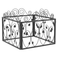 Outsunny 4 Pack Garden Fence, Metal Wire Fencing Border, Scroll Flower Edging for Landscape, Backyard, Black(m-10)