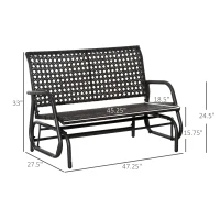 Outsunny 2-Person Outdoor Wicker Glider Bench, Patio Garden PE Rattan Swing Loveseat Chair with Extra Wide Seat and Curved Backrest for Porch, Backyard, Poolside, or Lawn, Dark Grey(m-3)