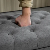 HOMCOM Ottoman with Storage for Living Room, 25" Storage Ottoman with Removable Lid, Button-Tufted Fabric Bench for Footrest and Seat with Wood Legs, Gray(m-8)