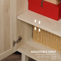 HOMCOM Boho Kitchen Cabinet, Buffet Cabinet with 3 Rattan Doors and Adjustable Shelves for Dining Room, Natural(m-6)