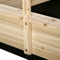 Outsunny Kids Wooden Sandbox Outdoor Children Sand Playset w/ Adjustable Canopy Shade, Bottom Liner, Seat, Plastic Basin, for 3-8 Years Old Boys and Girls(m-9)