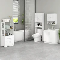 kleankin Farmhouse Bathroom Storage Cabinet, Linen Cabinet with Drawer and Shelves, 23.5" x 13" x 48.5", White(m-7)