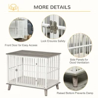 PawHut Dog Crate, Furniture Style Pet Cage Kennel, End Table, Decorative Dog House, with Soft Cushion, Wooden Top, Door, for Small & Medium Dogs, Indoor Use, Grey(m-6)