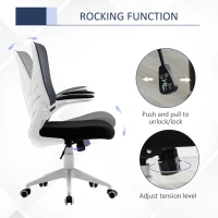 Vinsetto Mesh Office Chair Swivel Task Desk Chair with Lumbar Back Support, Flip-Up Arm, Adjustable Height for Home Office, Grey/Black(m-5)