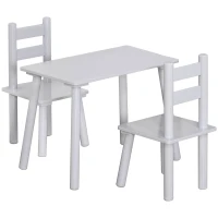 Qaba Kids Wooden Table and Chair Set, Play Activity Table for Arts, Crafts, Dinning, and Reading for Toddlers Age 2 to 5, Grey(m-11)