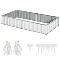 Outsunny 5.7' x 3' x 1' Raised Garden Bed, Galvanized Metal Planter Box for Vegetables Flowers Herbs, White(m-11)