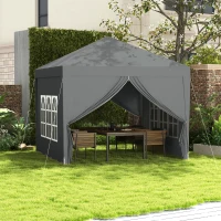 Outsunny 10'x10' Outdoor Pop Up Party Tent Wedding Gazebo Canopy with Carrying Bag (Light Grey)(m-8)