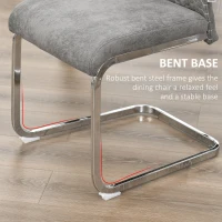 HOMCOM Set of 2 Dining Chairs High Back Accent Chair for Dining Room, Living Room with Bent Metal Base, Grey(m-4)