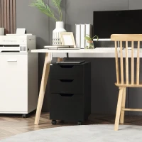 HOMCOM 3 Drawer Mobile File Cabinet, Rolling Printer Stand, Vertical Filing Cabinet, Black(m-10)