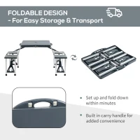 Outsunny Portable Foldable Camping Picnic Table with Seats Chairs and Umbrella Hole, Fold Up Travel Picnic Table, Grey(m-4)