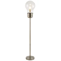 HOMCOM Industrial Tall Pole Floor Lamp with Metal Base, Modern Standing Lamp, Bulb-Shaped Glass Shade, On/Off Foot Switch, E26 Bulb Base for Bedroom, Living Room, Bronze(m-10)