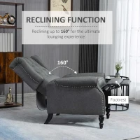 HOMCOM Wingback Reclining Chair with Footrest, Button Tufted Recliner Chair with Rolled Armrests for Living Room, Dark Grey(m-4)