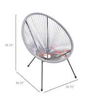 Outsunny 4-Piece Outdoor Patio Conversation Furniture Set All-Weather PE Rattan Wicker Oval Chair Sets - Light Grey(m-3)