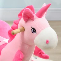 Qaba Baby Rocking Horse Ride On Unicorn with 32 Songs, Seatbelt, Pink(m-9)