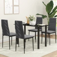 HOMCOM Modern Dining Chairs, Set of 4, High Back Upholstery and Metal Legs for the Living Room, Kitchen, Home Office, Grey(m-4)
