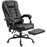 Vinsetto Reclining Office Chair with Footrest, Vibrating Massage, Adjustable Height, Perfect for Home Office, Black(m-12)