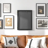 HOMCOM 24" x 32" Hockey Jersey Frame, Jersey Shadow Box for Basketball, Football, Baseball, Black(m-9)