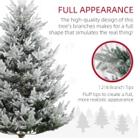 HOMCOM 7.5 FT Artificial Christmas Tree, Flocked Hinged Xmas Tree with 1218 Tips, Steel Base, Auto Open, Green(m-7)