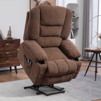 HOMCOM Power Lift Chair, Electric Recliner Chair with Vibration Massage, Heat, Side Pockets, Quick Assembly, Brown(m-2)