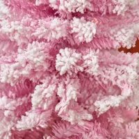 HOMCOM 6ft Tall Unlit Snow Flocked Artificial Christmas Tree Slim Pencil Xmas Tree with Pine Shape and Realistic Branches, Pink(m-9)