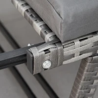 Outsunny Convertible Wicker Loveseat Grey Patio Chaise Lounge(m-10)