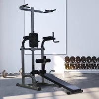 Soozier Multi-function Power Tower with Dip Station, Sit-up Bench, Pullup Bar, Push up Station, Combo Exercise Home Gym Fitness Equipment(m-1)